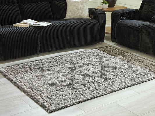 Bradenton Furniture Outlet - Ashley Furniture - Glennisman Rug - Medium Rug / Black/Gray/Ivory - R407272