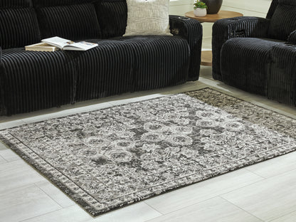 Bradenton Furniture Outlet - Ashley Furniture - Glennisman Rug - Medium Rug / Black/Gray/Ivory - R407272