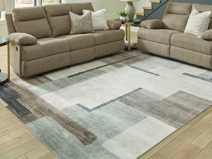 Bradenton Furniture Outlet - Ashley Furniture - Larkport Rug - Washable 8' x 10' Area Rug / Cream/Brown/Gray - R407411