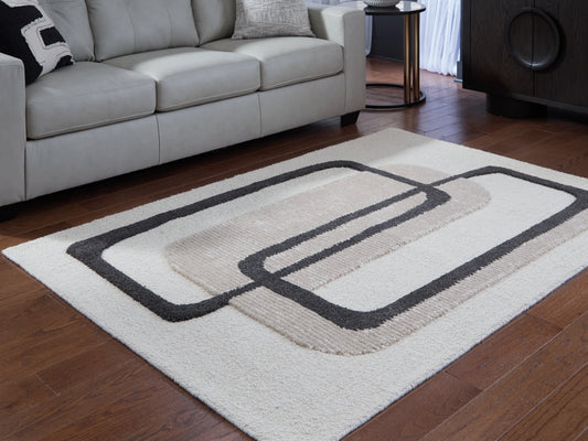 Bradenton Furniture Outlet - Ashley Furniture - Davismour Rug - 5' x 7' Area Rug / Ivory/Taupe/Charcoal - R407562