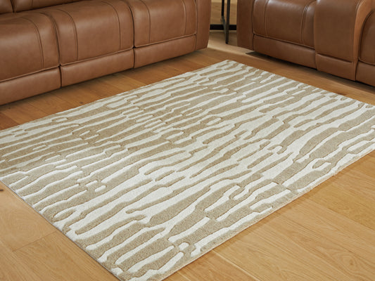 Bradenton Furniture Outlet - Ashley Furniture - Corrbell Rug - 5' x 7' Area Rug / Beige/White - R407632