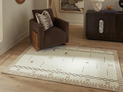 Bradenton Furniture Outlet - Ashley Furniture - Dot Rug - 5' x 7' Area Rug / Cream/Brown/Taupe - R407652