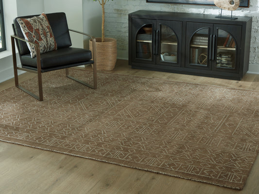 Bradenton Furniture Outlet - Ashley Furniture - Merrittman Rug - 7'8" x 10' Area Rug / Brown/Ivory - R407701