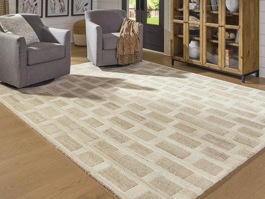 Bradenton Furniture Outlet - Ashley Furniture - Lisgrove Rug - 5' x 7' Area Rug / Tan/Brown/White - R407712