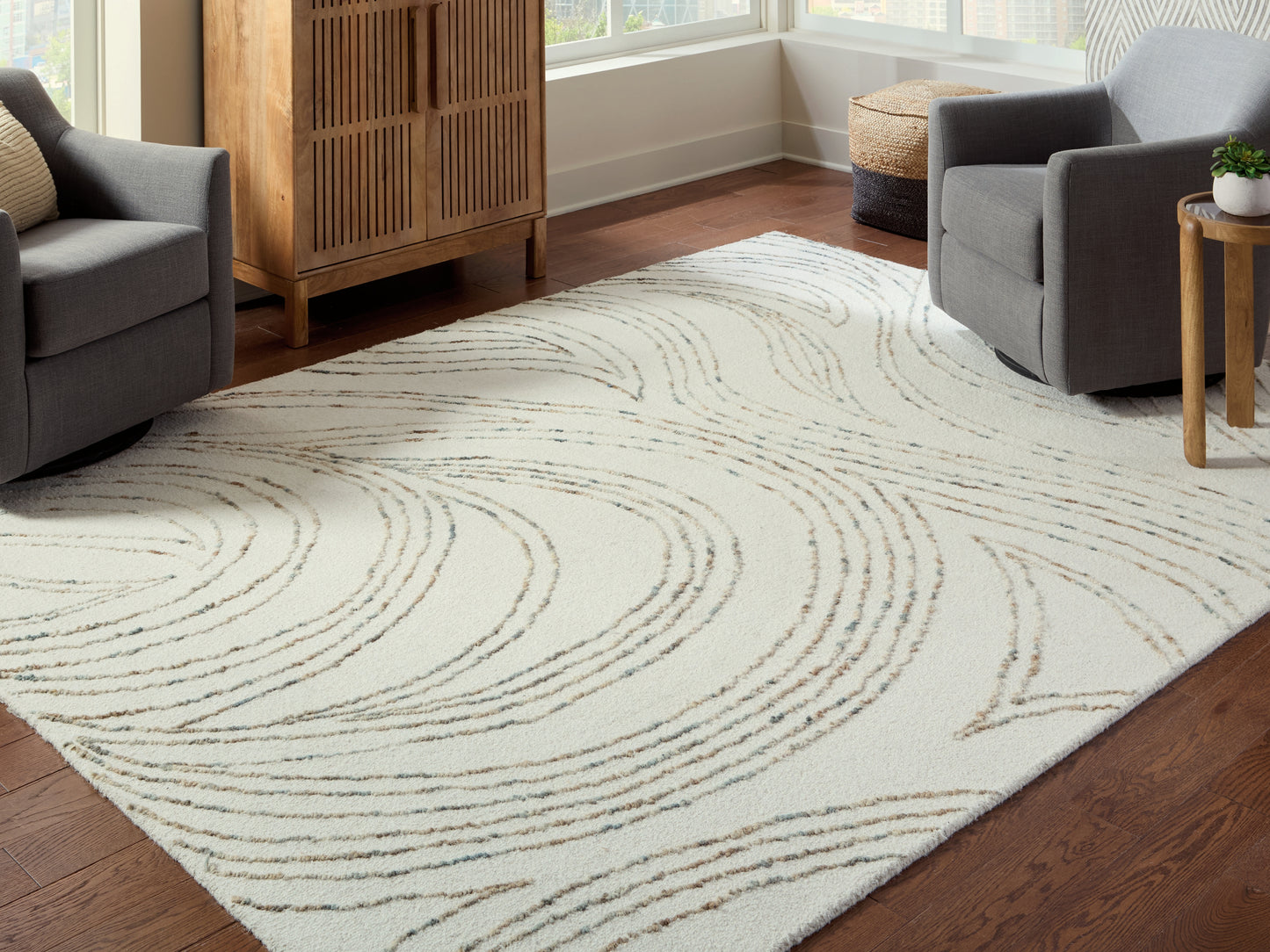 Bradenton Furniture Outlet - Ashley Furniture - Deenbury Rug - 7'8" x 10' Area Rug / Ivory/Green/Brown - R407861