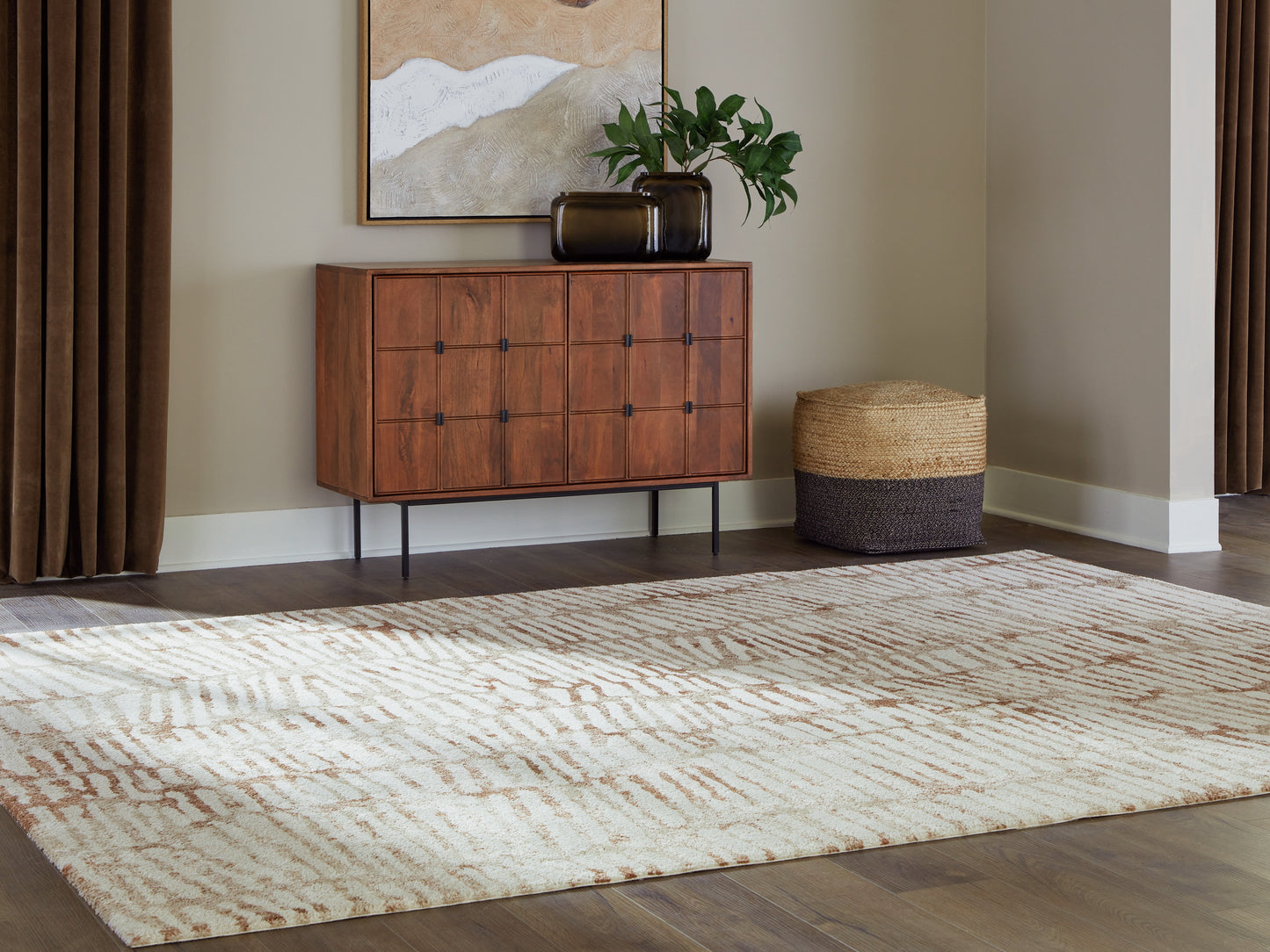 Bradenton Furniture Outlet - Ashley Furniture - Uduak Rug - Large Rug / Cream/Tan/Rust - R408111