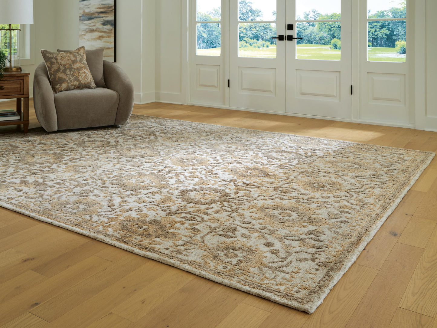 Bradenton Furniture Outlet - Ashley Furniture - Sableridge Rug - Extra Large Rug / Ivory/Taupe/Camel - R408570