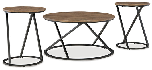 Bradenton Furniture Outlet - Ashley Furniture - Cassbryn Table (Set of 3) - Occasional Table Set (3/CN) / Brown/Black - T152-13
