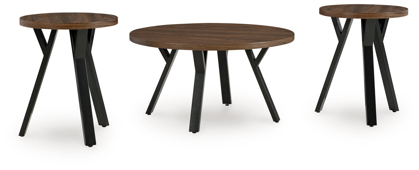 Bradenton Furniture Outlet - Ashley Furniture - Elbrynn Table (Set of 3) - Occasional Table Set (3/CN) / Brown/Black - T153-13