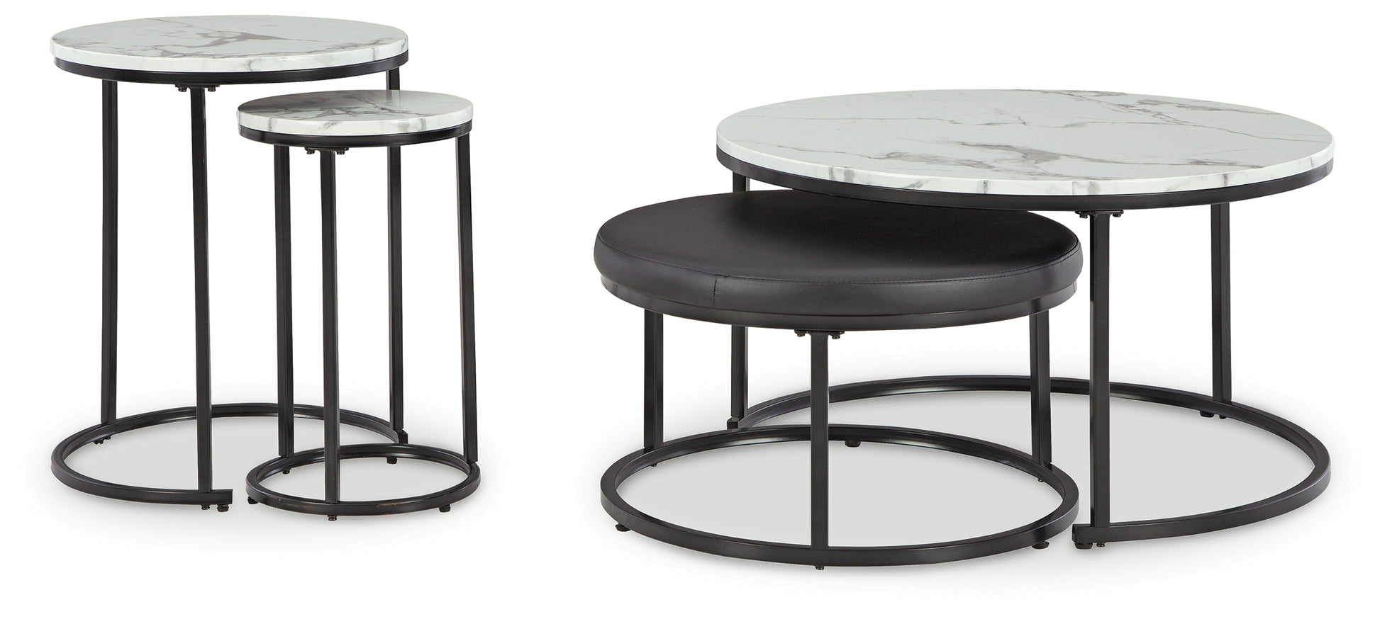 Bradenton Furniture Outlet - Ashley Furniture - Jusmour Table (Set of 4) - Occasional Nesting TBL (4/CN) / Black/White - T161-14