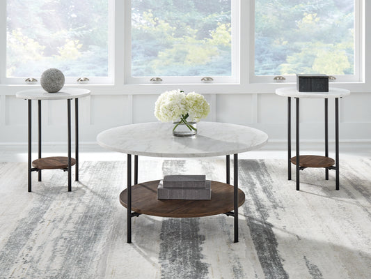 Bradenton Furniture Outlet - Ashley Furniture - Wrenwich Table (Set of 3) - Occasional Table Set (3/CN) / Brown/Black/White - T167-13