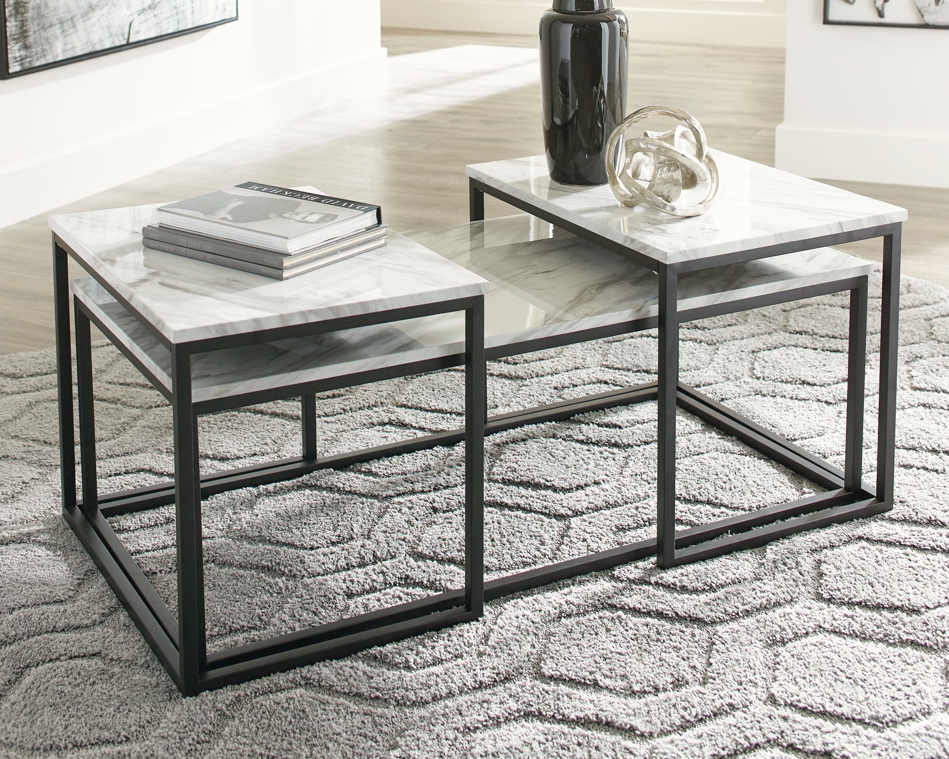 Bradenton Furniture Outlet - Ashley Furniture - Donnesta Table (Set of 3) - Occasional Table Set (3/CN) / Gray/Black - T182-13