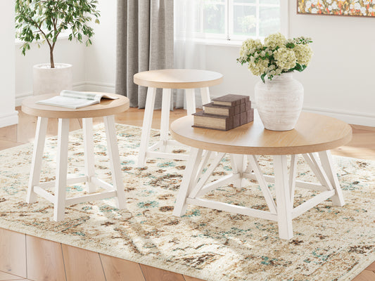 Bradenton Furniture Outlet - Ashley Furniture - Fawndell Table (Set of 3) - Occasional Table Set (3/CN) / Antique White/Brown - T193-13
