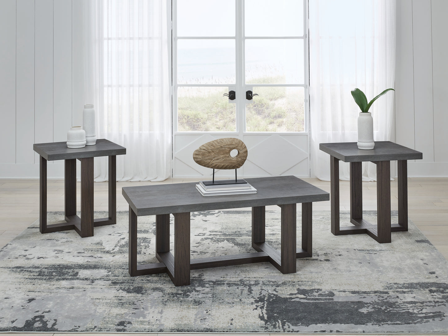Bradenton Furniture Outlet - Ashley Furniture - Dynnford Table (Set of 3) - Occasional Table Set (3/CN) / Gray/Brown - T216-13