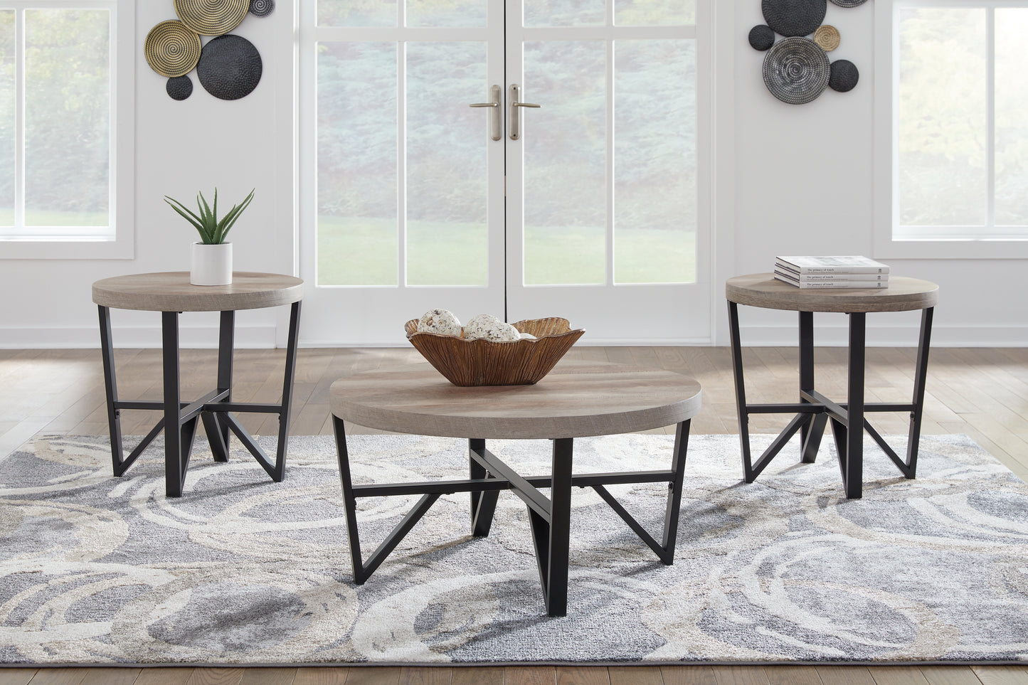 Bradenton Furniture Outlet - Ashley Furniture - Deanlee Table (Set of 3) - Occasional Table Set (3/CN) / Grayish Brown/Black - T235-13