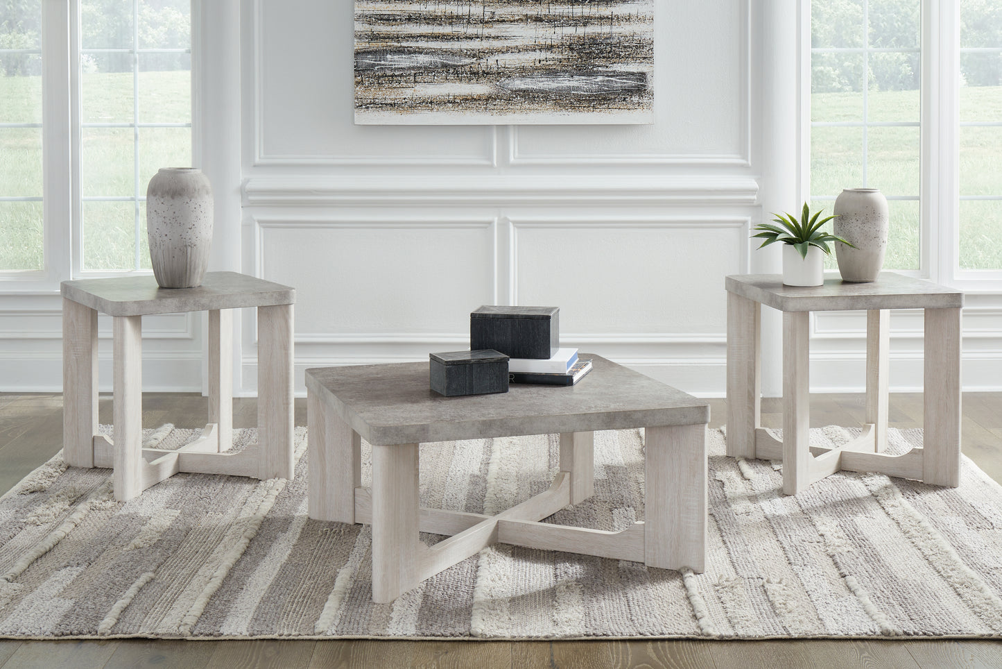 Bradenton Furniture Outlet - Ashley Furniture - Garnilly Table (Set of 3) - Occasional Table Set (3/CN) / Whitewash - T247-13