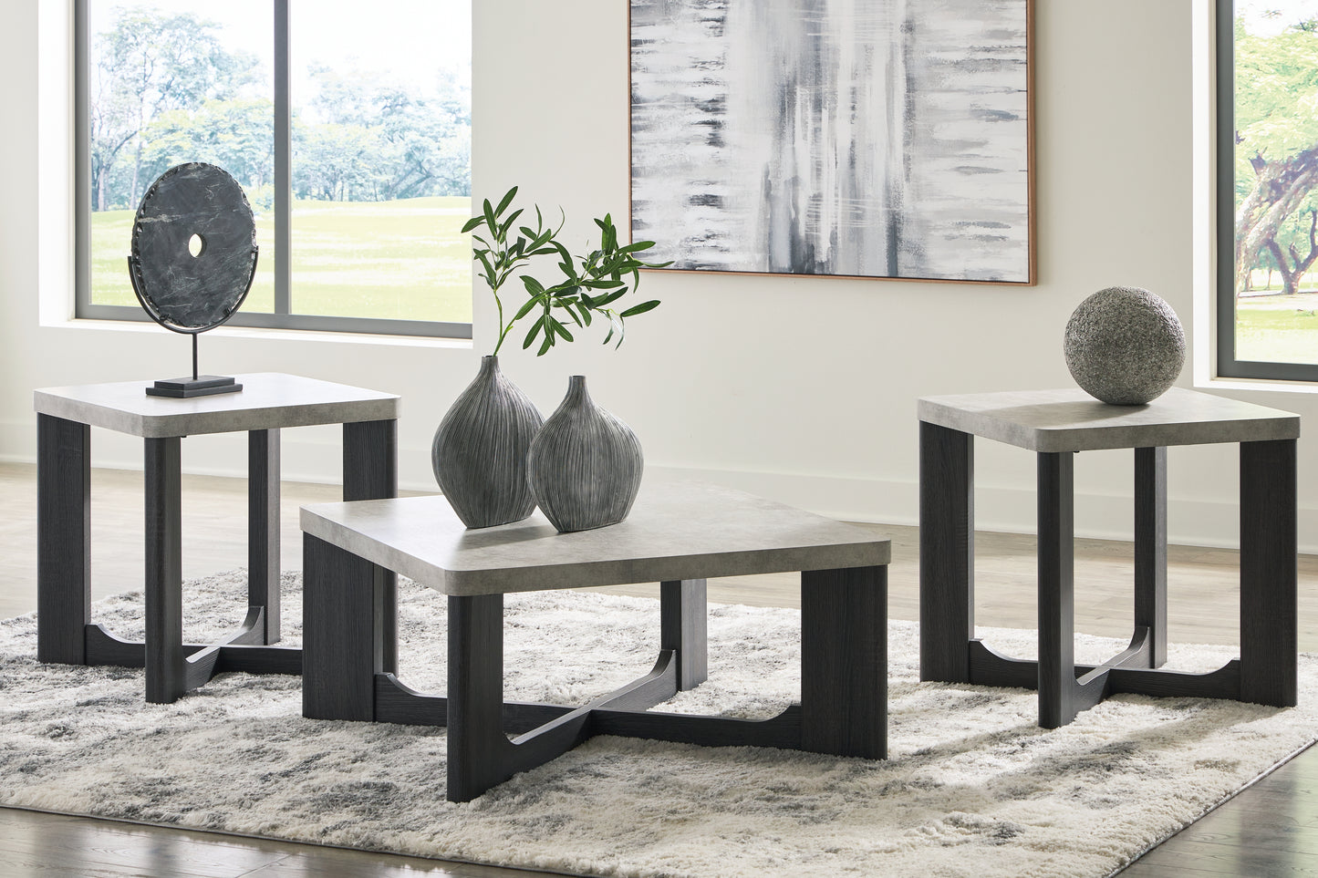 Bradenton Furniture Outlet - Ashley Furniture - Sharstorm Table (Set of 3) - Occasional Table Set (3/CN) / Two-tone Gray - T251-13