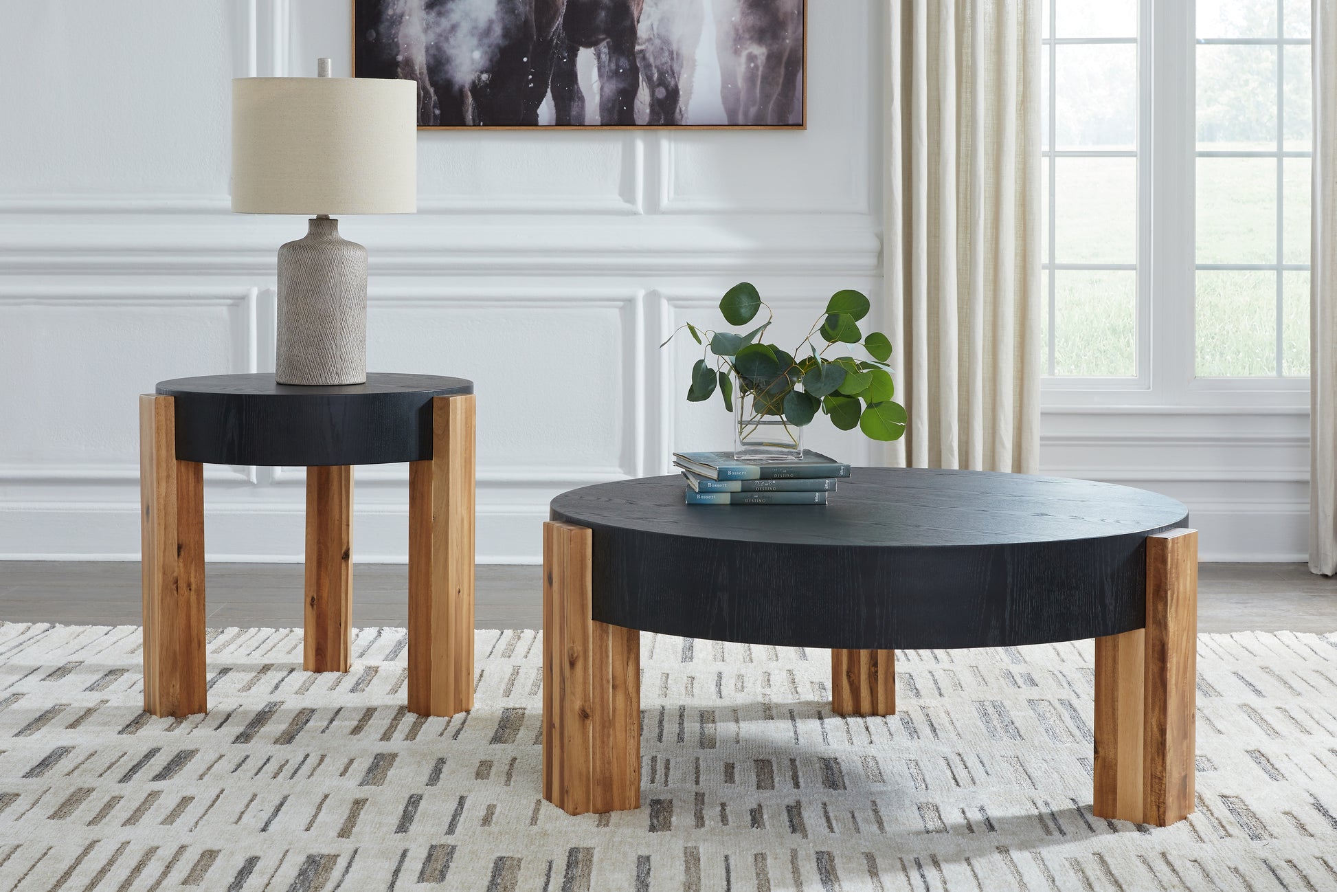 Bradenton Furniture Outlet - Ashley Furniture - Breenmore Table (Set of 2) - Occasional Table Set (Set of 2) / Black/Natural - T322-12
