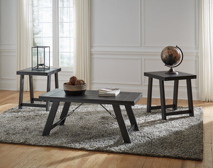 Bradenton Furniture Outlet - Ashley Furniture - Noorbrook Table (Set of 3) - Occasional Table Set (3/CN) / Black/Pewter - T351-13