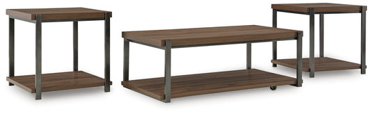 Bradenton Furniture Outlet - Ashley Furniture - Trindwick Table (Set of 3) - Occasional Table Set (3/CN) / Brown/Gun Metal - T381-13