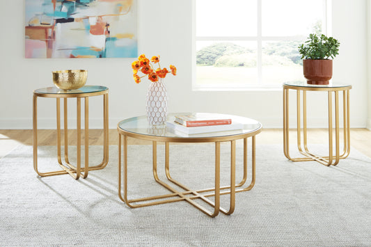 Bradenton Furniture Outlet - Ashley Furniture - Milloton Table (Set of 3) - Occasional Table Set (3/CN) / Gold - T398-13