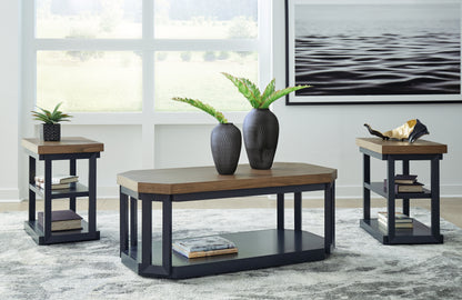Bradenton Furniture Outlet - Ashley Furniture - Landocken Table (Set of 3) - Occasional Table Set (3/CN) / Brown/Blue - T402-13