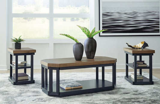 Bradenton Furniture Outlet - Ashley Furniture - Landocken Table (Set of 3) - Occasional Table Set (3/CN) / Brown/Blue - T402-13
