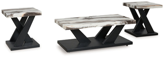 Bradenton Furniture Outlet - Ashley Furniture - Cendill Table (Set of 3) - Occasional Table Set (3/CN) / Dark Brown/White/Black - T403-13