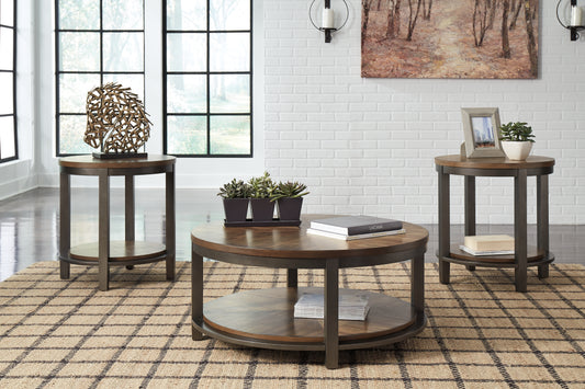 Bradenton Furniture Outlet - Ashley Furniture - Roybeck Table (Set of 3) - Occasional Table Set (3/CN) / Light Brown/Bronze - T411-13