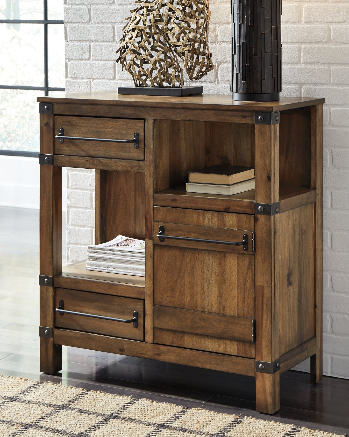 Bradenton Furniture Outlet - Ashley Furniture - Roybeck Accent Cabinet - Accent Cabinet / Light Brown/Bronze - T411-40