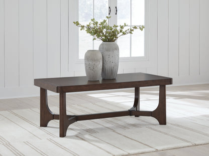 Bradenton Furniture Outlet - Ashley Furniture - Korestone Coffee Table - Rectangular Cocktail Table / Dark Brown - T438-1