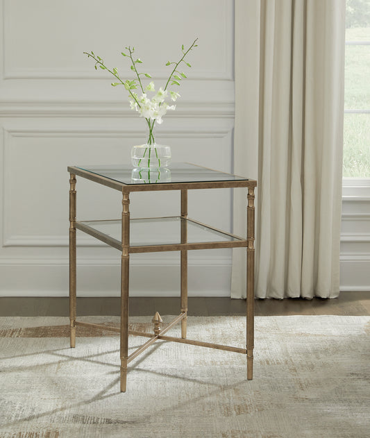 Bradenton Furniture Outlet - Ashley Furniture - Cloverty End Table - Rectangular End Table / Aged Gold Finish - T440-3