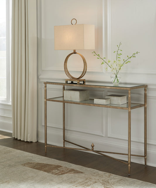 Bradenton Furniture Outlet - Ashley Furniture - Cloverty Sofa Table - Sofa Table / Aged Gold Finish - T440-4