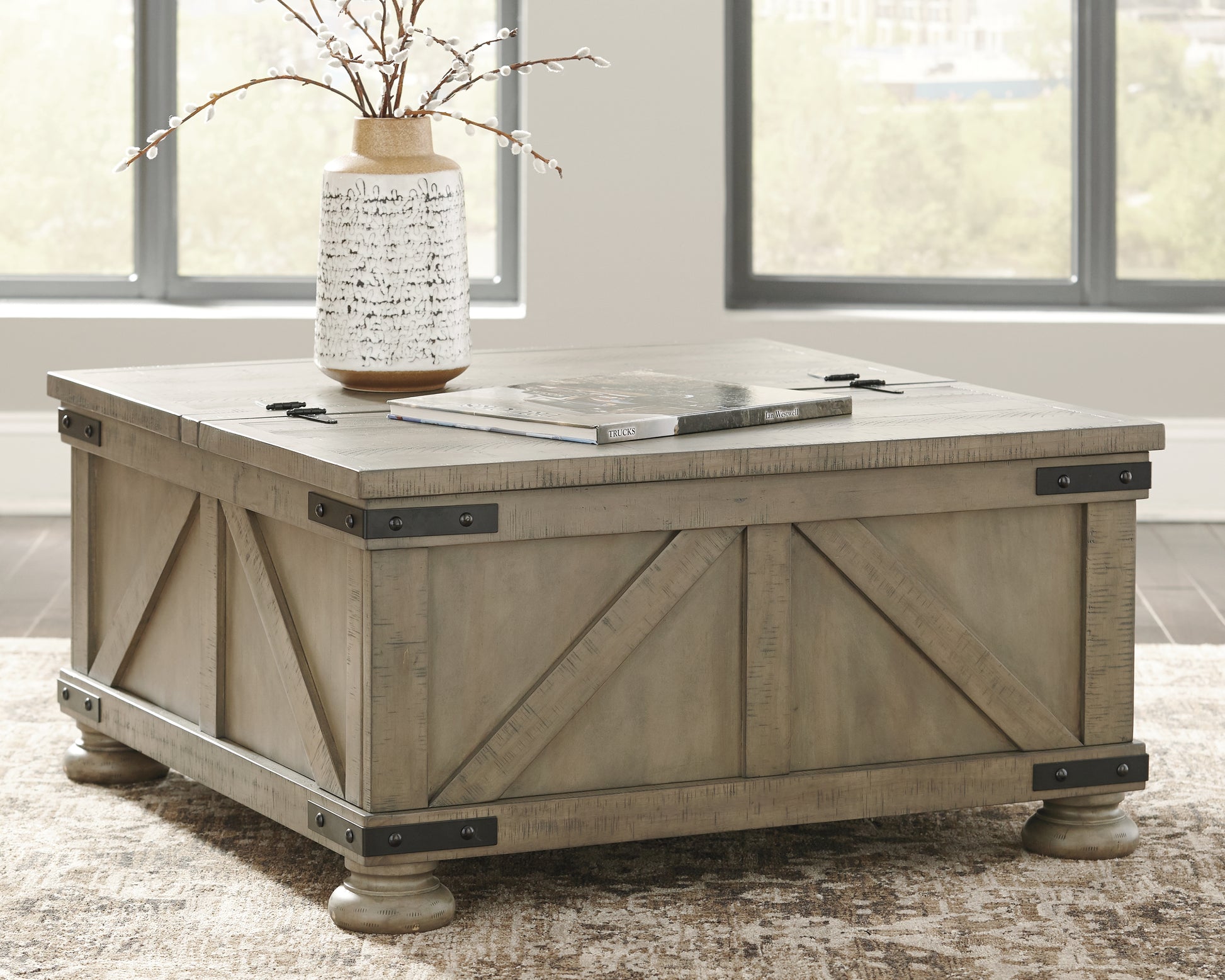 Bradenton Furniture Outlet - Ashley Furniture - Aldwin Coffee Table With Storage - Cocktail Table with Storage / Gray - T457-20