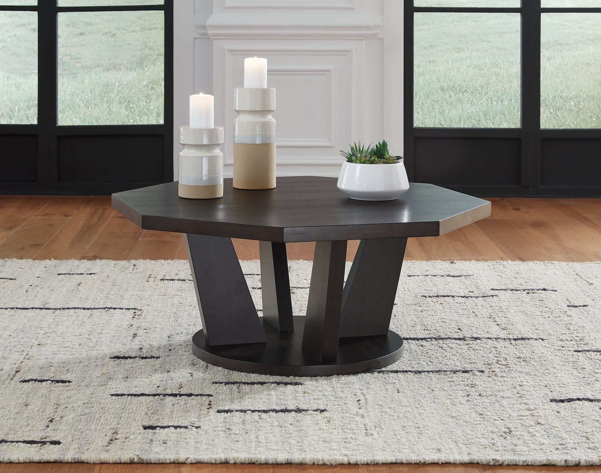 Bradenton Furniture Outlet - Ashley Furniture - Chasinfield Coffee Table - Octagon Cocktail Table / Dark Brown - T458-8