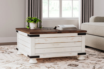Bradenton Furniture Outlet - Ashley Furniture - Wystfield Coffee Table - Cocktail Table with Storage / White/Brown - T459-20