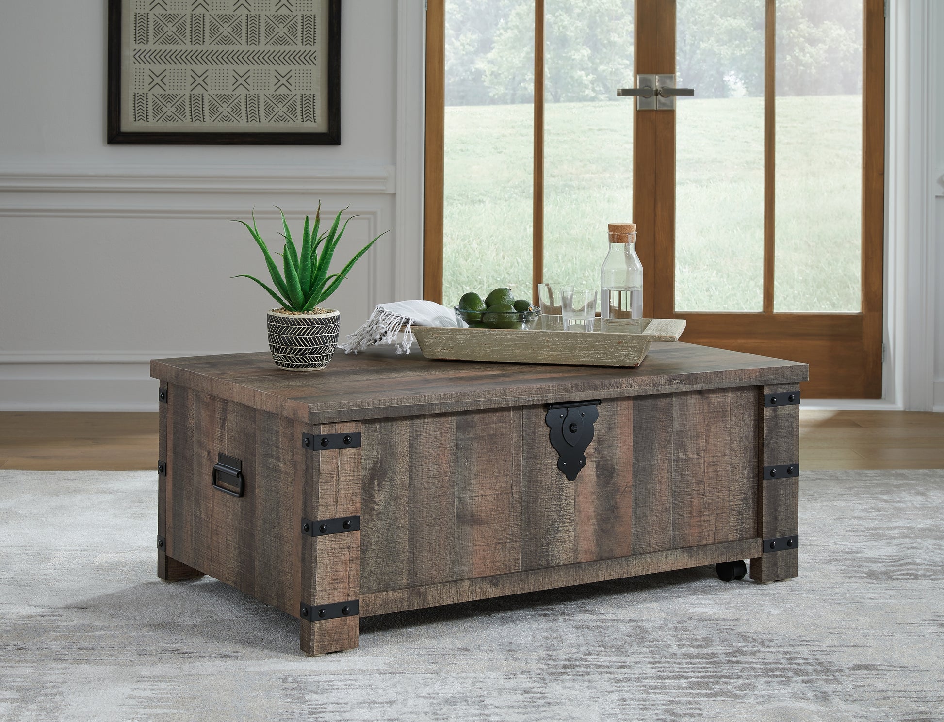 Bradenton Furniture Outlet - Ashley Furniture - Hollum Lift-Top Coffee Table - Lift Top Cocktail Table / Rustic Brown - T466-9