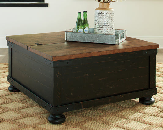 Bradenton Furniture Outlet - Ashley Furniture - Valebeck Coffee Table with Lift Top - Lift Top Cocktail Table / Black/Brown - T468-00