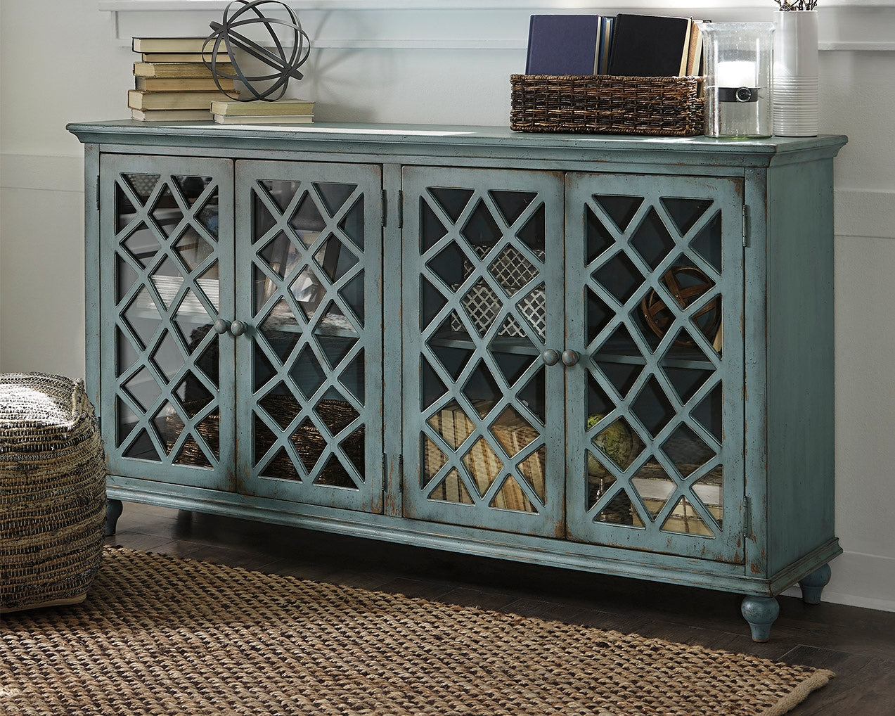 Bradenton Furniture Outlet - Ashley Furniture - Mirimyn Accent Cabinet - Accent Cabinet / Antique Teal - T505-762