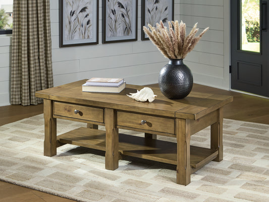 Bradenton Furniture Outlet - Ashley Furniture - Vandenmore Coffee Table - Rectangular Cocktail Table / Medium Brown - T539-1
