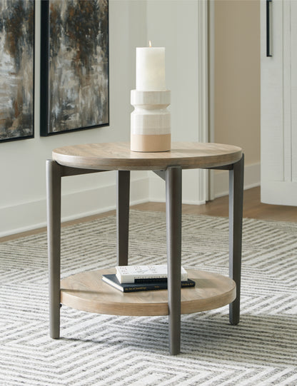 Bradenton Furniture Outlet - Ashley Furniture - Dyonton End Table - Round End Table / Light Grayish Brown - T574-6
