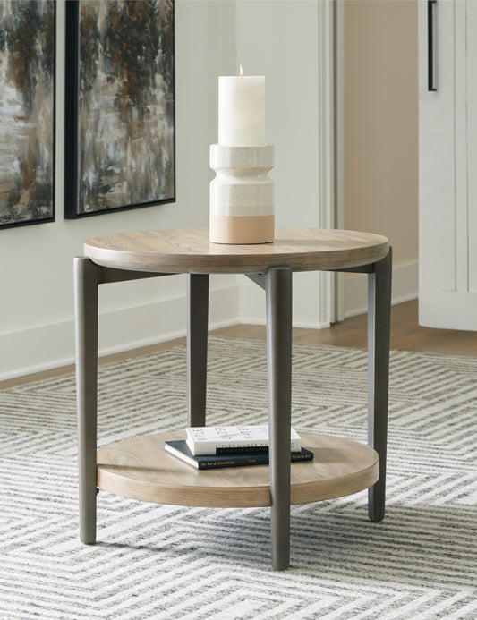 Bradenton Furniture Outlet - Ashley Furniture - Dyonton End Table - Round End Table / Light Grayish Brown - T574-6