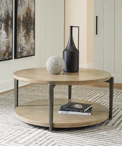 Bradenton Furniture Outlet - Ashley Furniture - Dyonton Coffee Table - Round Cocktail Table / Light Grayish Brown - T574-8
