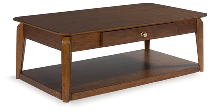 Bradenton Furniture Outlet - Ashley Furniture - Trenmour Coffee Table - Rectangular Cocktail Table / Medium Brown - T596-1