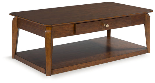 Bradenton Furniture Outlet - Ashley Furniture - Trenmour Coffee Table - Rectangular Cocktail Table / Medium Brown - T596-1