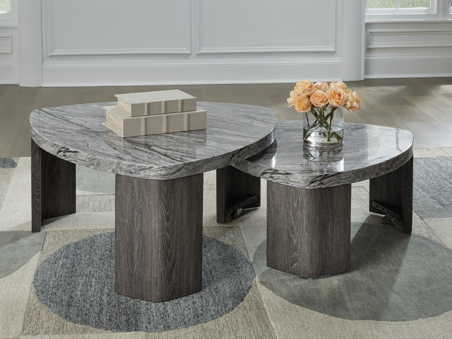 Bradenton Furniture Outlet - Ashley Furniture - Surmour Stacked Coffee Table - Stacked Cocktail Table / Gray/Brown - T600-0