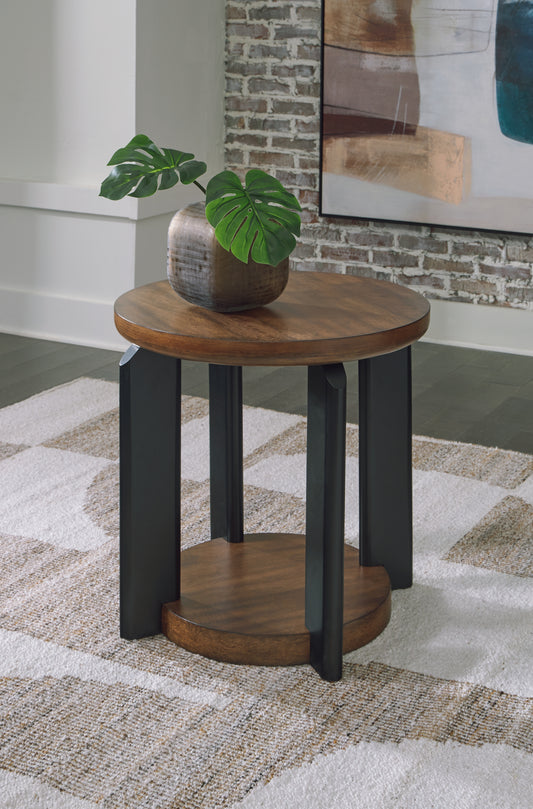 Bradenton Furniture Outlet - Ashley Furniture - Kraeburn End Table - Round End Table / Brown/Black - T624-6