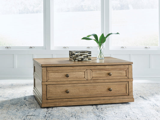 Bradenton Furniture Outlet - Ashley Furniture - Sharlance Lift-Top Coffee Table - Lift Top Cocktail Table / Light Brown - T655-9