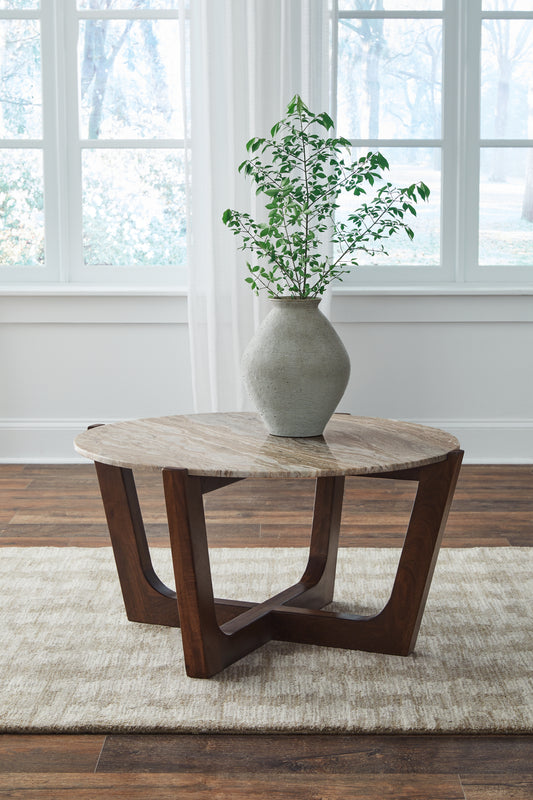 Bradenton Furniture Outlet - Ashley Furniture - Tanidore Coffee Table - Round Cocktail Table / Warm Brown - T667-8