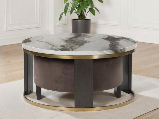 Bradenton Furniture Outlet - Ashley Furniture - Jazmore Nesting Coffee Table (Set of 2) - Nesting Cocktail Tables (Set of 2) / Brown/Brass Finish - T671-22
